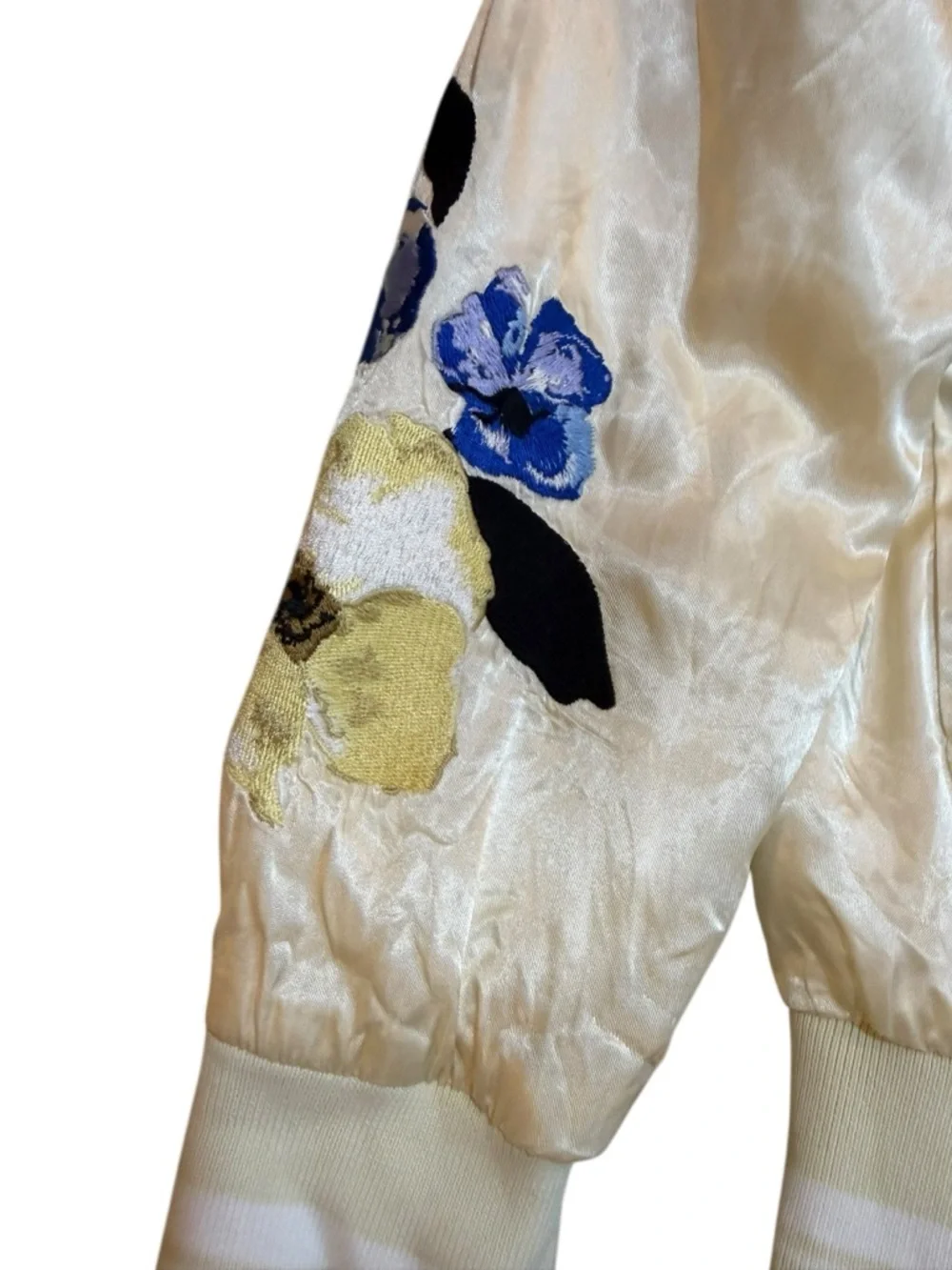 3.1 Phillip Lim Women’s Embroidered Satin Floral Bomber Jacket Ivory XS - Picture 3 of 12